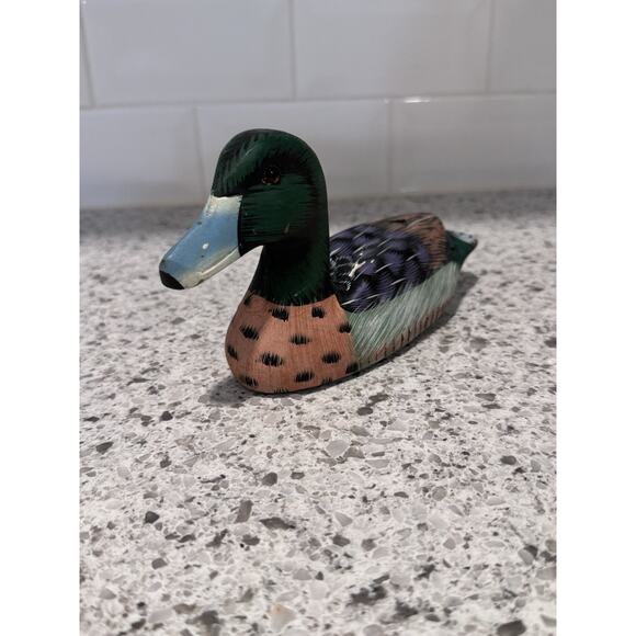 Vintage Wooden Carved And Painted Duck - Picture 2 of 7